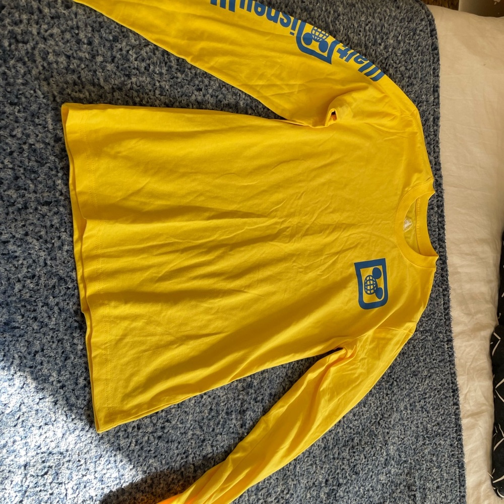 Yellow DISNEY PARKS Disneyworld long sleeve- size small. Retro vibes